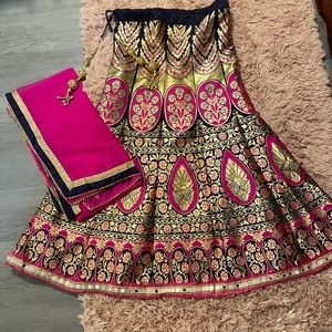 Multi color silk lehnga